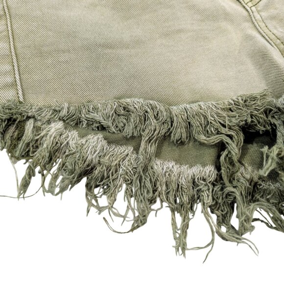 BDG High-Rise Cheeky Shorts 25 Green Frayed Hem - Picture 4 of 8
